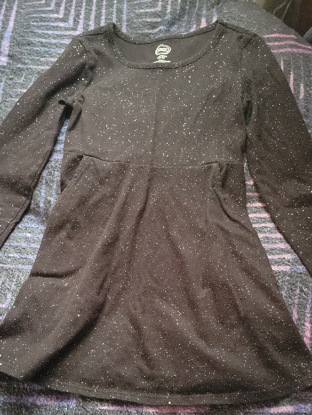 wonder nation Black Sparkle Long Sleeve Girls' Dress